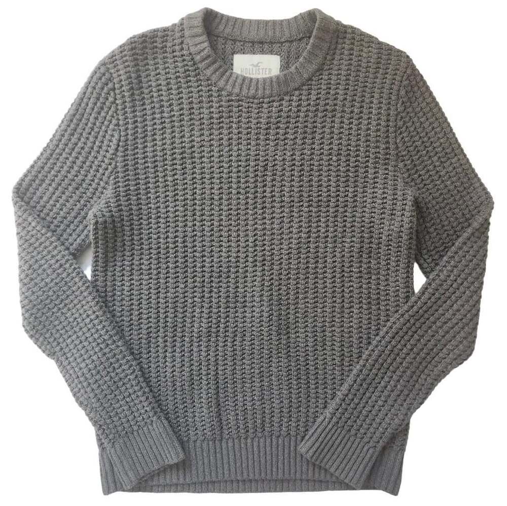 Hollister Waffle Knit Crew Neck Sweater Gray
